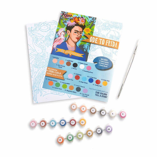 Ode to Frida Kahlo Paint by Number Kit  contents