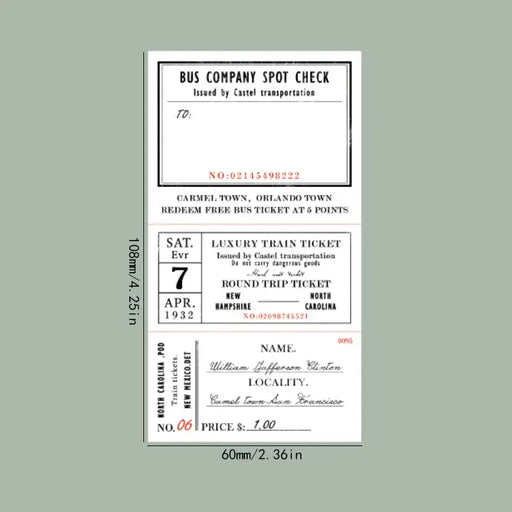50 Pcs Ephemera, Notepad with Perforated Tickets