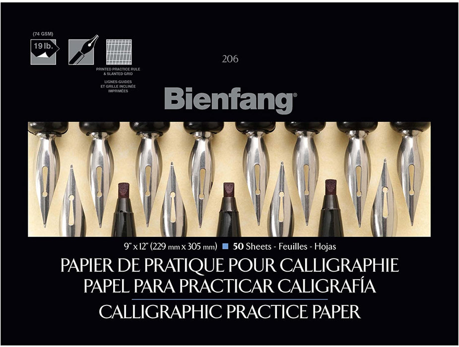 Bienfang Calligraphic Practice Pad,9" x 12" Tape Bound, 50 Shts./Pad | Bienfang