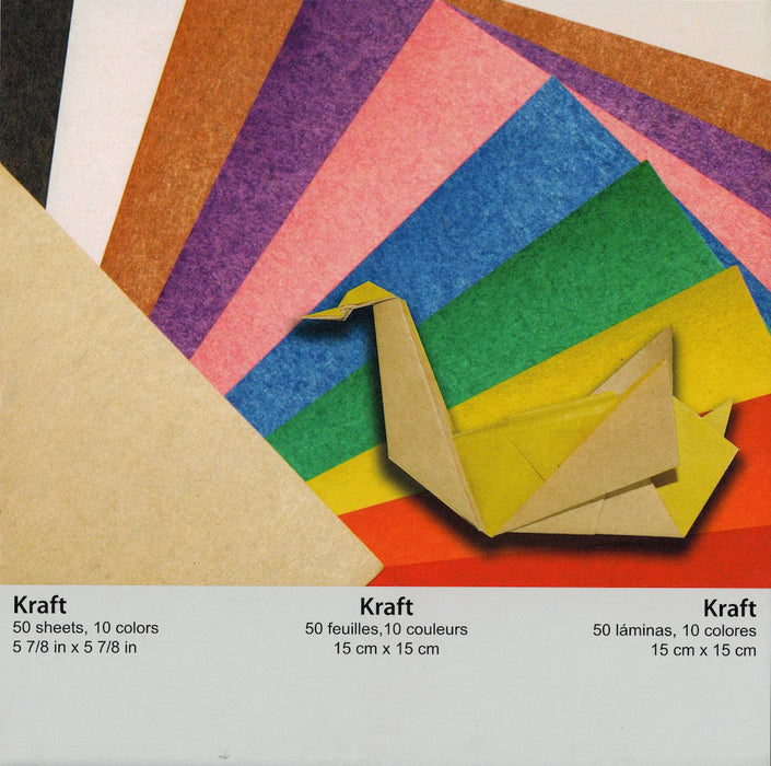 Origami Paper, Kraft/Assorted Color Solids 5-7/8" 50/Sht