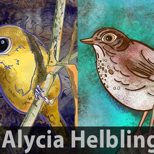 Various bird paintings by Alycia Helbling