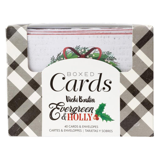 Evergreen & Holly Holiday Card Set (4.375"X5.75") 40/Box - Art Department LLC