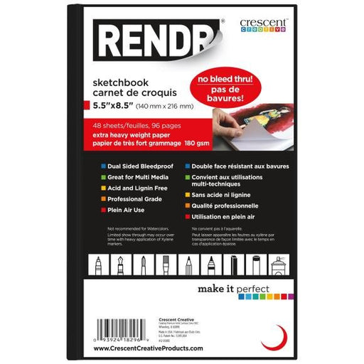 RENDR No Show Thru Hard Bound Sketch Book