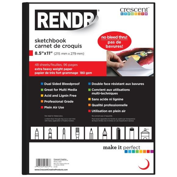 RENDR No Show Thru Hard Bound Sketch Book - Art Department LLC