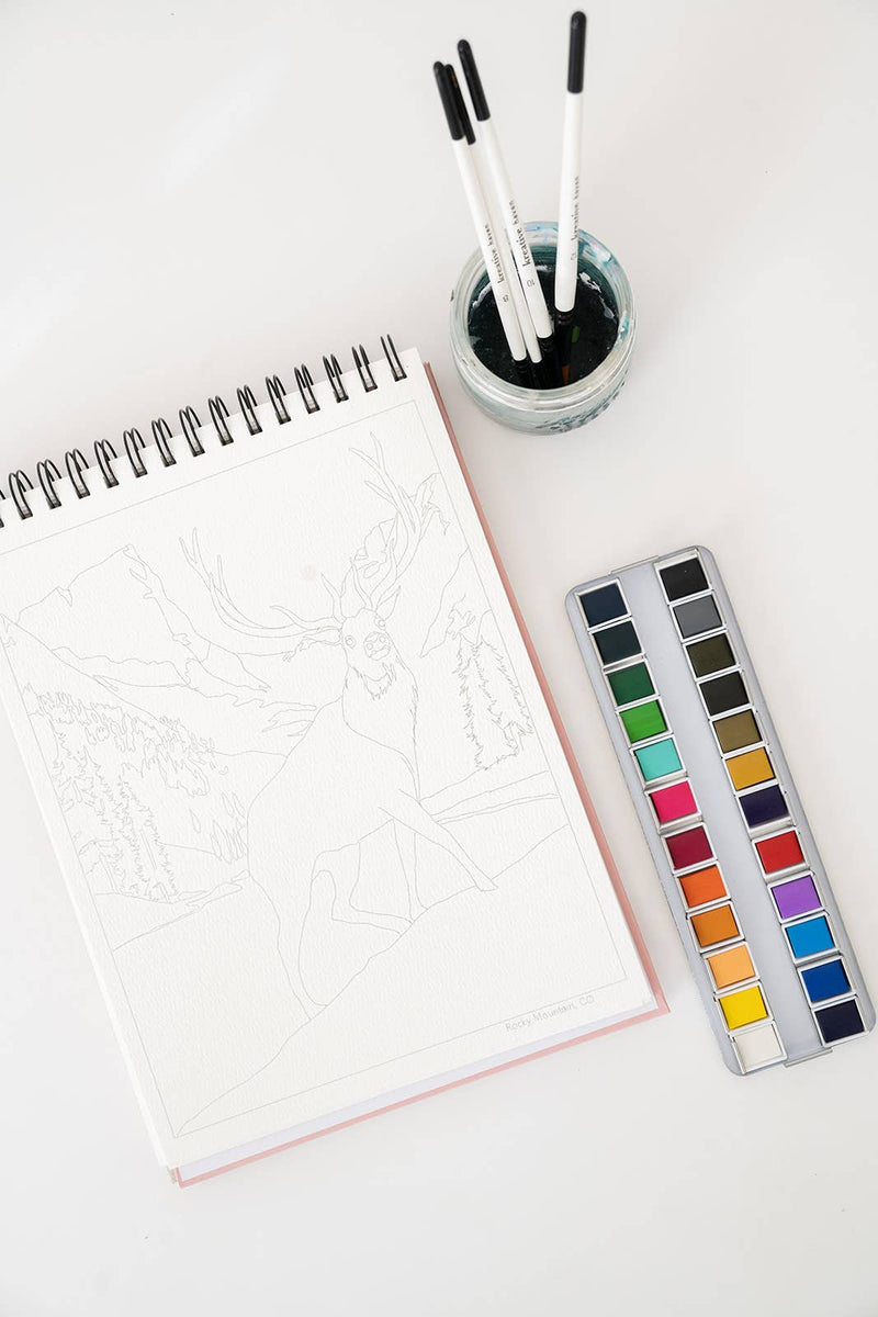 National Parks Watercoloring Book - Outlines w/Video Tutorials - Art Department LLC