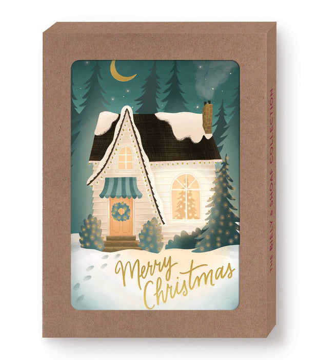 Cozy Christmas House Boxed Holiday Cards - Set of 10 - Art Department LLC