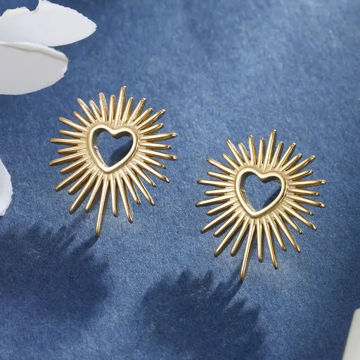 Dainty Heart Starburst Earrings