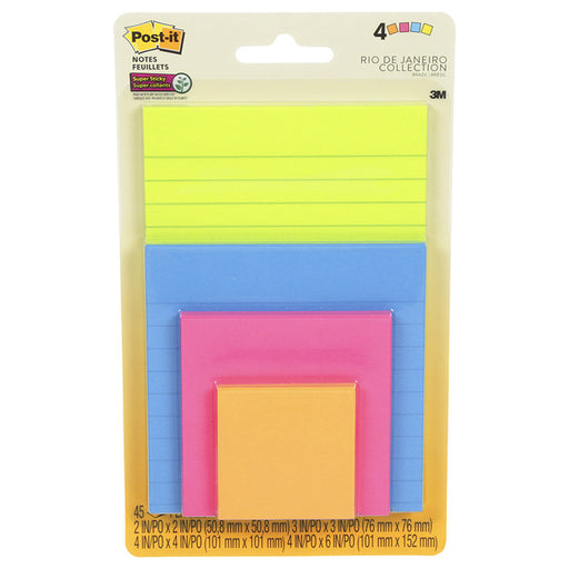 Assorted Color & Size Post-It Sticky Note 4 Pack