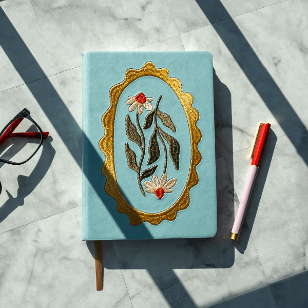 Daisy Frame Hardbound Embroidered Notebook - Art Department LLC