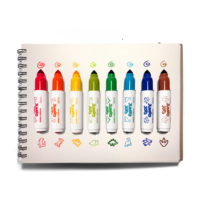 Jumbo Jots Dual Tip Dinosaur Stamp Markers - Set of 8