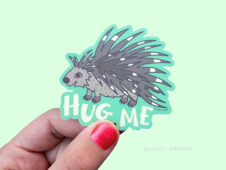 Porcupine Hug Me, Not A Hugger, Prickly Nope Vinyl Sticker - Art Department LLC