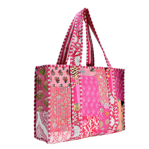 Cotton Fabric Tote Bag - Raspberry
