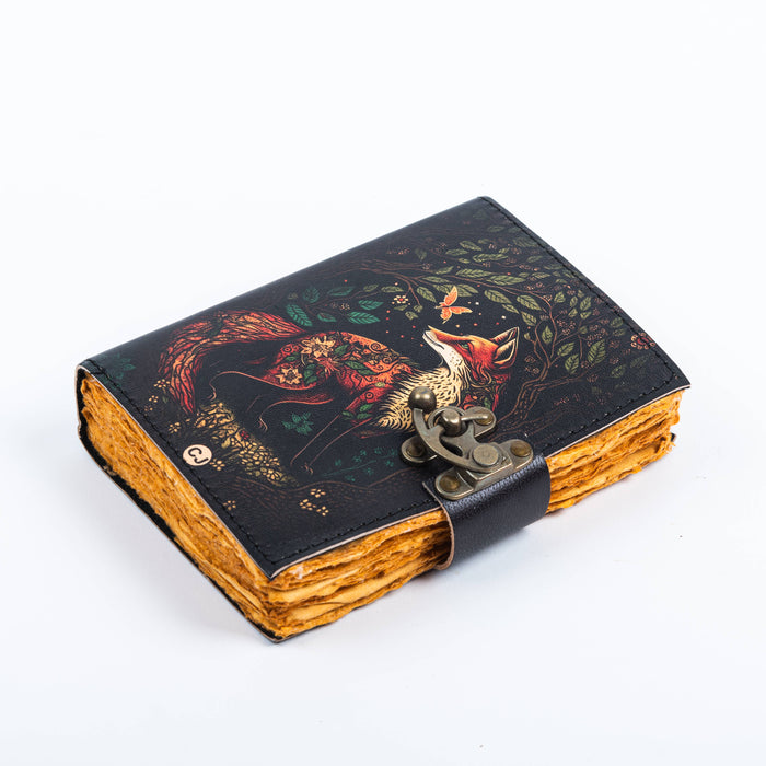 Leather Journal with Fox Print Cover