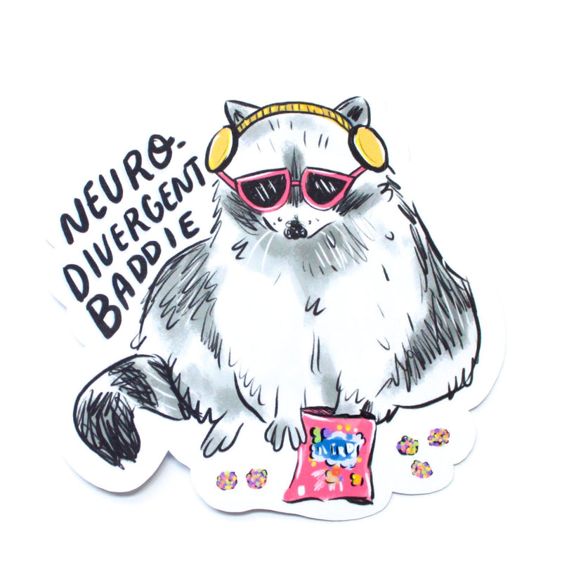 Neurodivergent Raccoon Vinyl Sticker - Art Department LLC