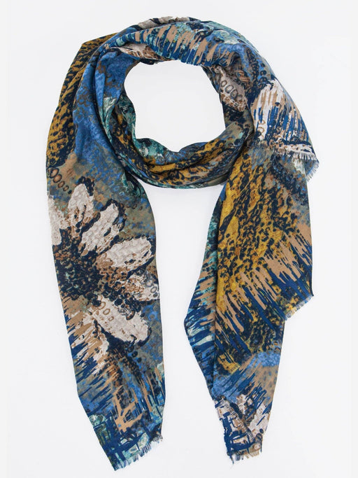Niomi Lightweight Scarf - Blue, Painted Floral