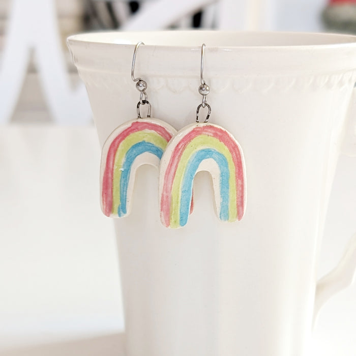 Handmade Ceramic Earrings – Rainbows - Art Department LLC