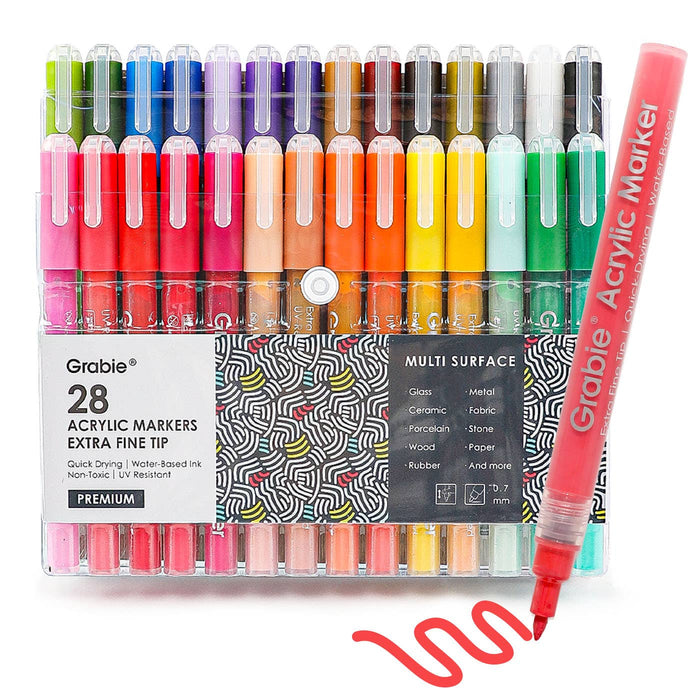 Extra Fine Tip Acrylic Paint Marker Set of 28 - Art Department LLC