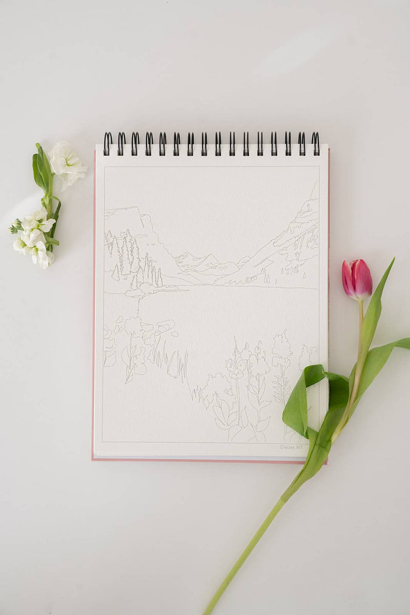 National Parks Watercoloring Book - Outlines w/Video Tutorials - Art Department LLC