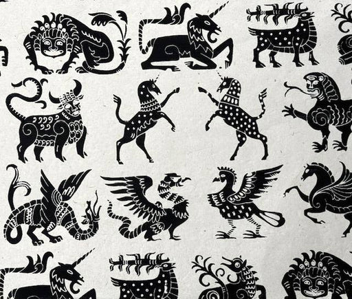 20x30 Fantastic beasts, gold on blk - Art Department LLC