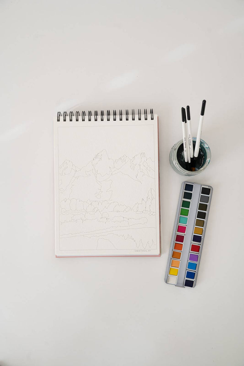National Parks Watercoloring Book - Outlines w/Video Tutorials - Art Department LLC