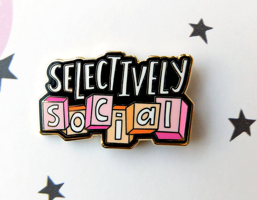 Selectively Social, Funny Introvert Homebody Hard Enamel Pin - Art Department LLC