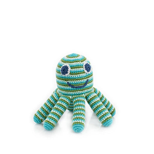 Handcrafted Green Octopus Baby Rattle – Organic Cotton Toy - Art Department LLC