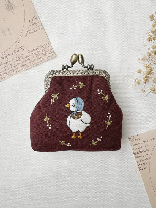 Duck Embroidered Navy Blue Coin Purse - Art Department LLC