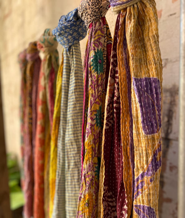 Kantha Scarf Scarves | Made From Recycled Cotton Saris 