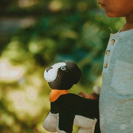 Handmade Sheep Dog Plush Toy - Organic Cotton Crochet - Art Department LLC