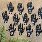 Iron-on patch | hand maker - black & white 2.5" x 3.9" - Art Department LLC