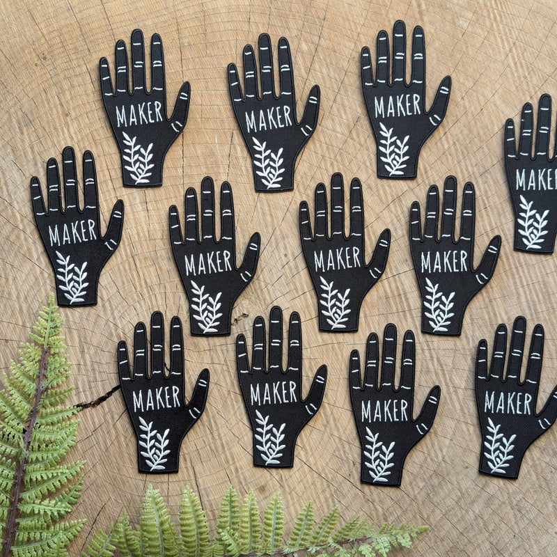 Iron-on patch | hand maker - black & white 2.5" x 3.9" - Art Department LLC