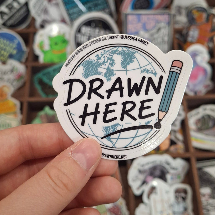 Drawn Here Sticker