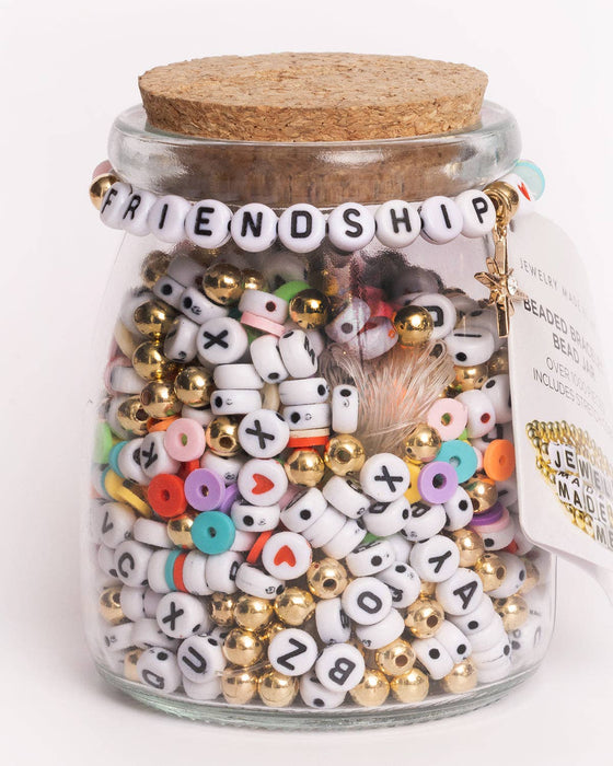FRIENDSHIP Letter Beads with Multicolor Heishi and Starburst Charm Jar - Art Department LLC