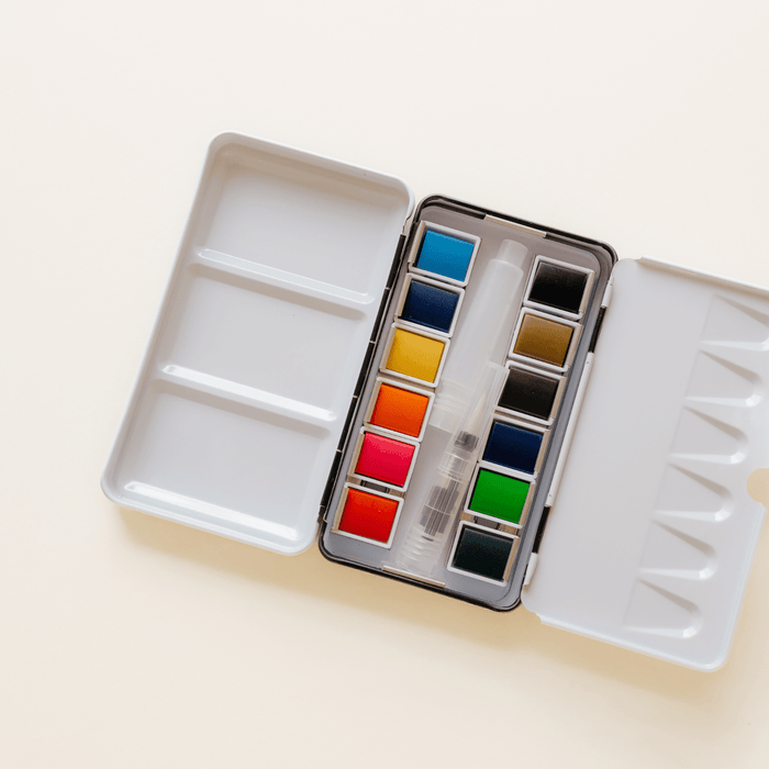 12 Color Mini - Travel Watercolor Paint Palette - Art Department LLC