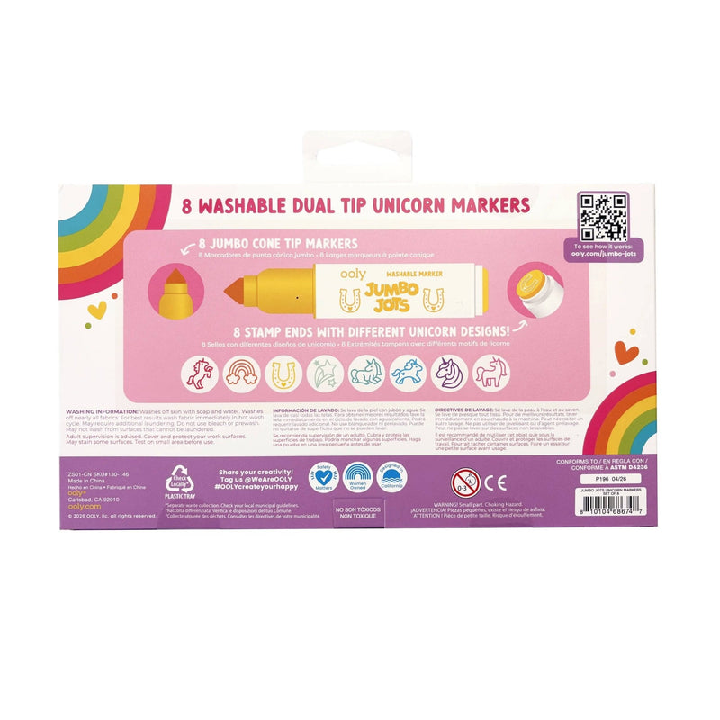 Jumbo Jots Dual Tip Unicorn Markers - Set of 8 - Art Department LLC