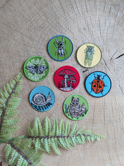 Iron-on patch | fly agaric mushroom - 2.5" round red