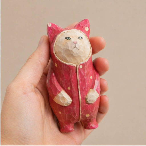 Hand-Carved & Painted Polka-dot Wood Cat Figurine - Art Department LLC