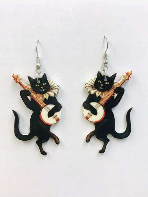 Banjo Cat Earrings - Art Department LLC