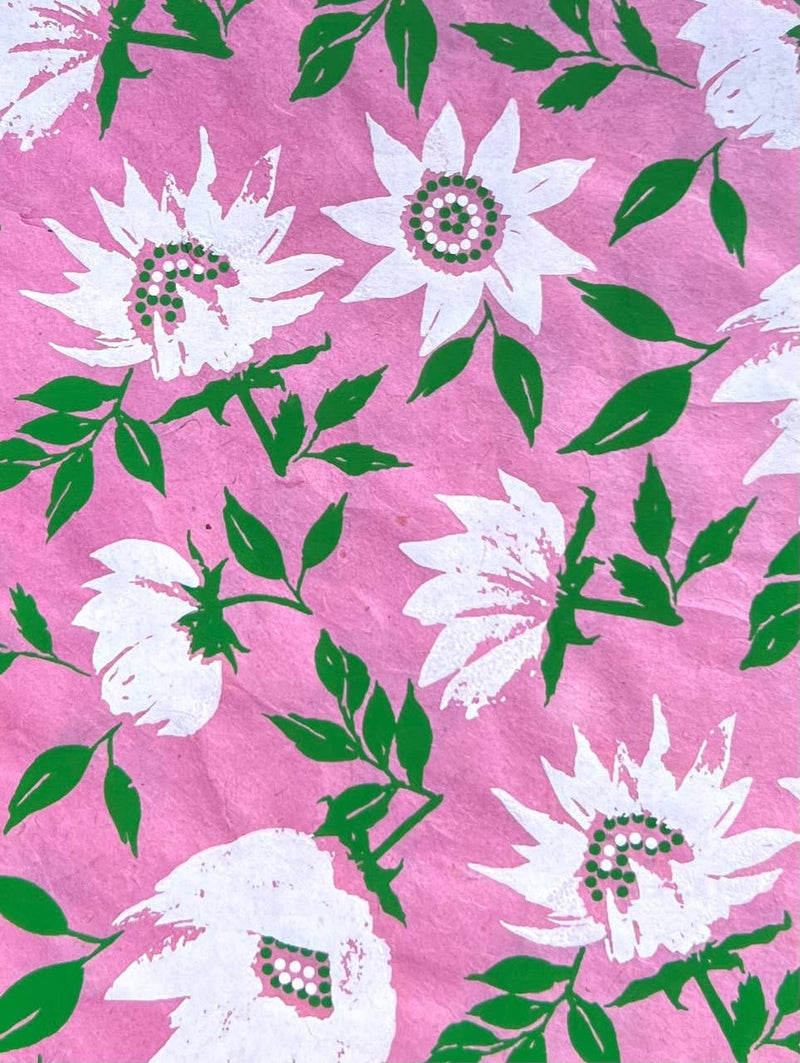 Pink Daises Handmade Paper - Art Department LLC