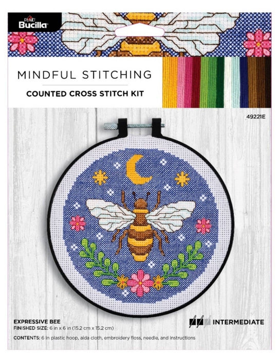 Bucilla ® Counted Cross Stitch Kit - Expressive Bee 6" - Art Department LLC