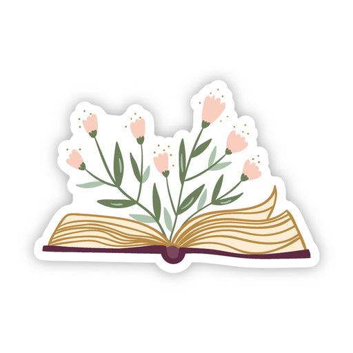 Floral Open Book Sticker