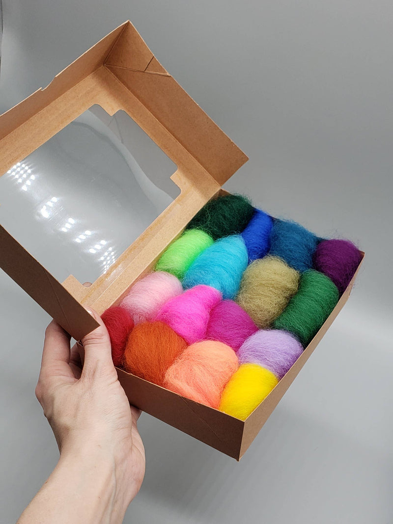 Large Wool Roving Box - 16 Colors - Art Department LLC