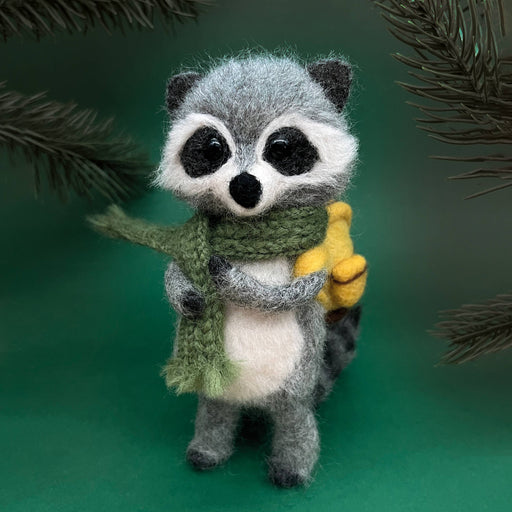 Raccoon Needle Felting Kit, finished project