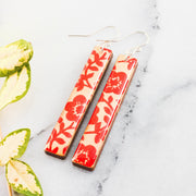 Graphic Red Floral Bar Earrings - Art Department LLC