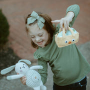 Organic Bunny Baby Rattle – Cream with Teal Belly Spot - Art Department LLC