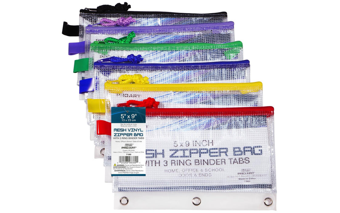 Pro Art Mesh Vinyl Zipper Bag 5"x 9" - Art Department LLC