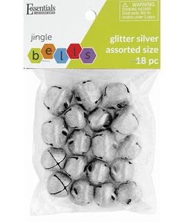Jingle Glitter Assorted Sizes Silver 18pc - Art Department LLC