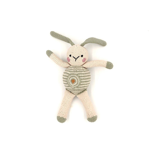 Organic Bunny Baby Rattle – Cream with Teal Belly Spot - Art Department LLC