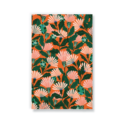 Orange Floral Soft Touch Classic Layflat Notebook - Art Department LLC