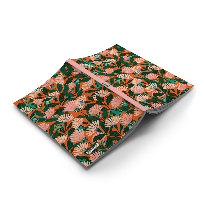Orange Floral Soft Touch Classic Layflat Notebook